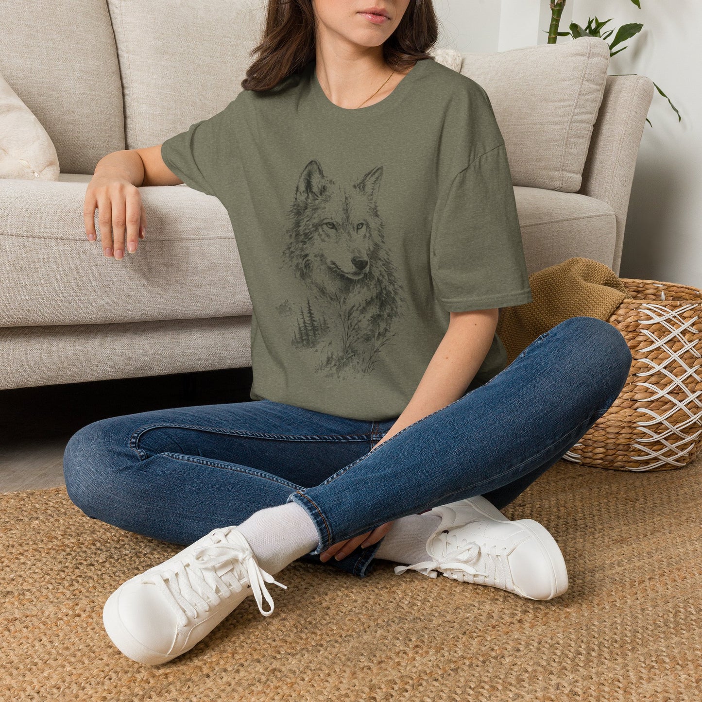 Wolf Sketch T-Shirt — Minimalist Nature Graphic Tee