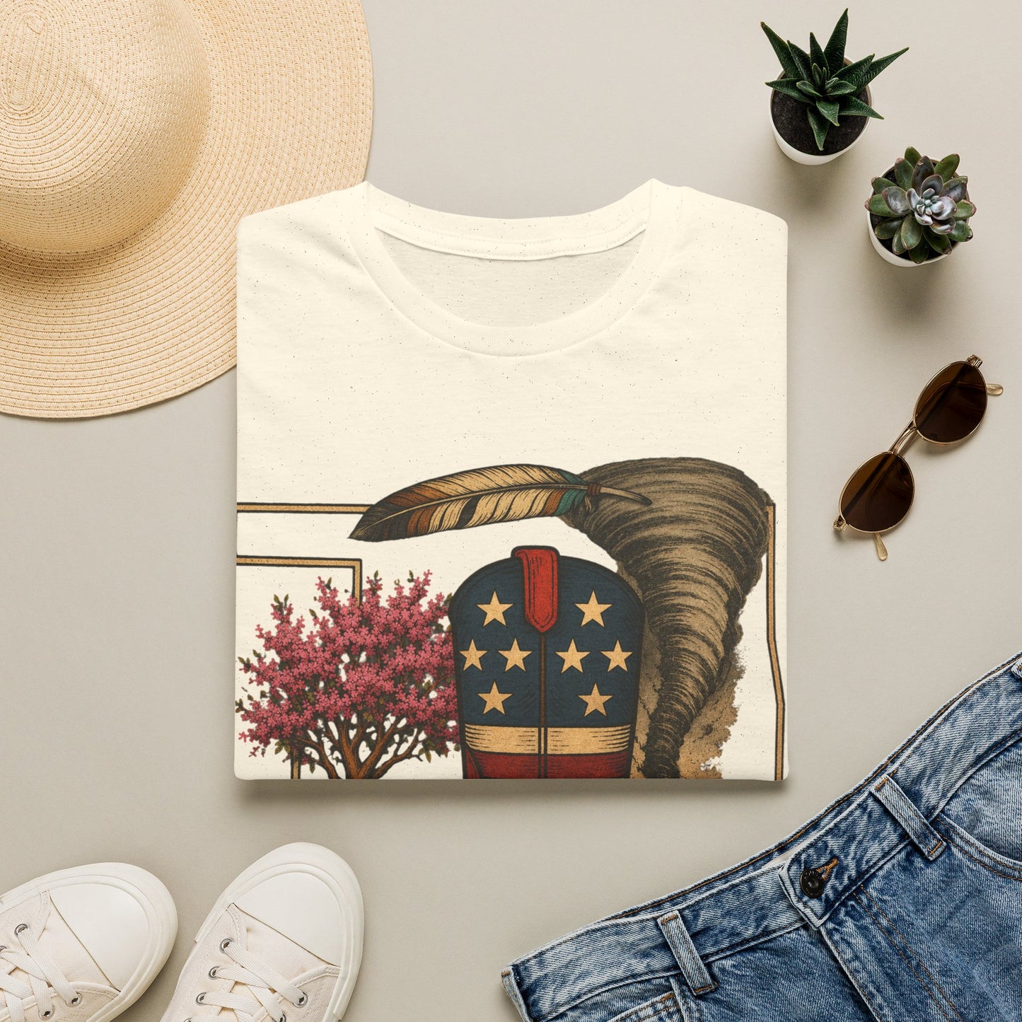Oklahoma Patriotic Cowboy Boot T-Shirt — Americana Western Graphic Tee