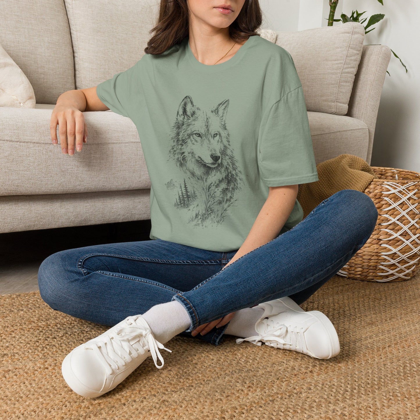 Wolf Sketch T-Shirt — Minimalist Nature Graphic Tee