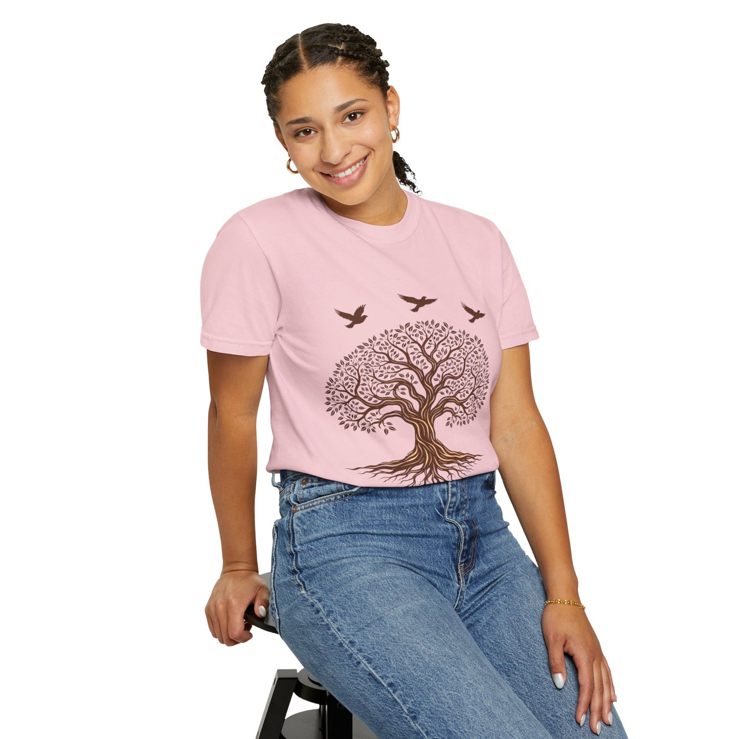 Tree of Life Shirt with Birds| Nature Graphic Tee| Boho Tree Tee | Garment Dyed T