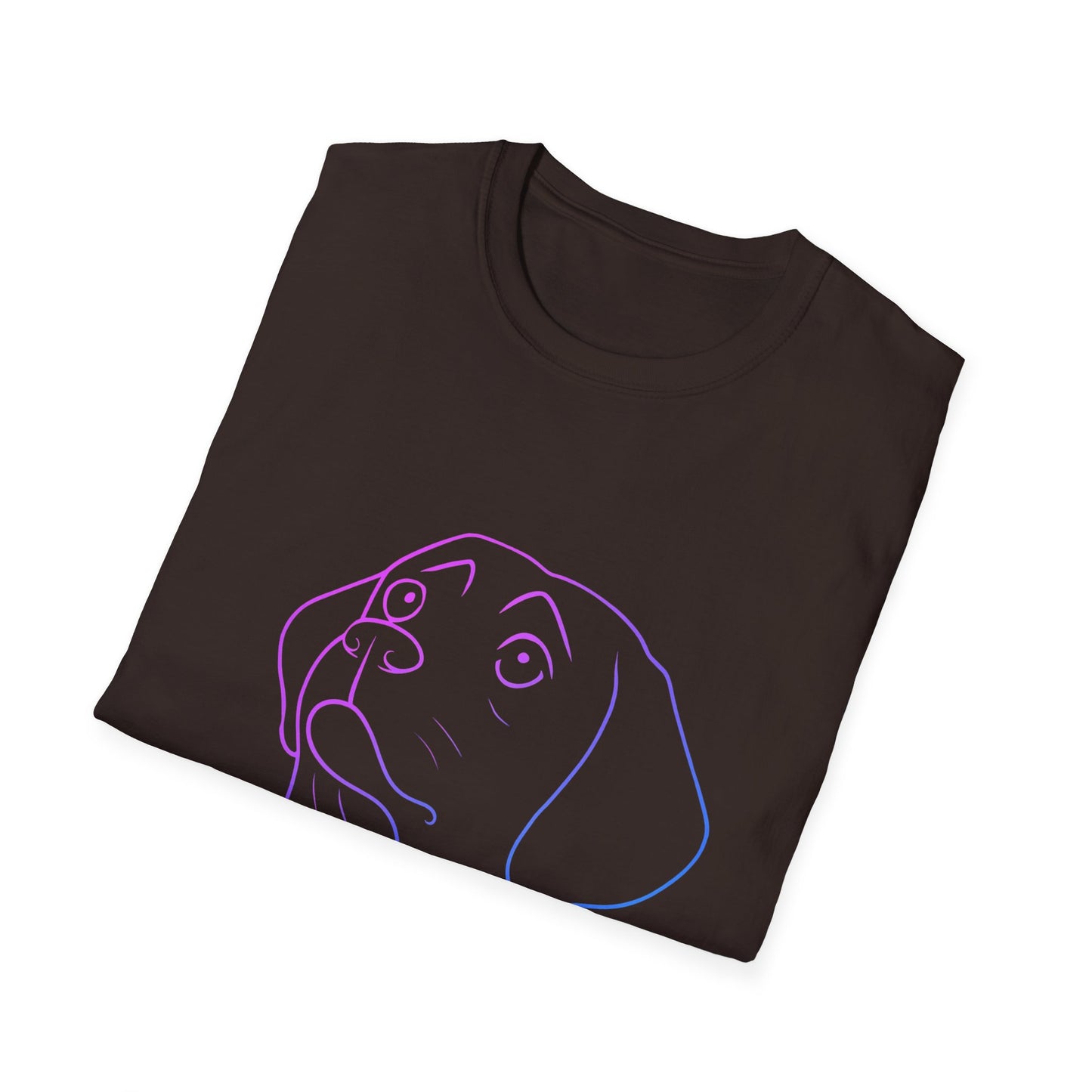 Neon Outline Loyal Dog T-Shirt | Minimal Line Art Pup Design