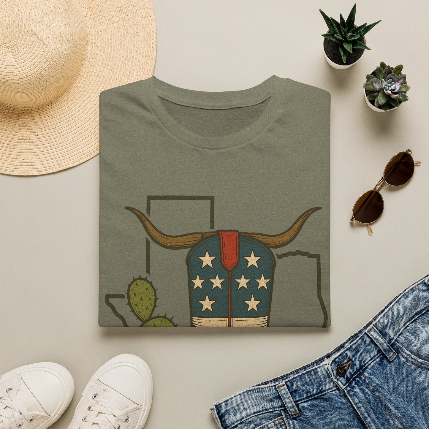 Texas Western Cowboy Boot T-Shirt — American Pride Longhorn Design