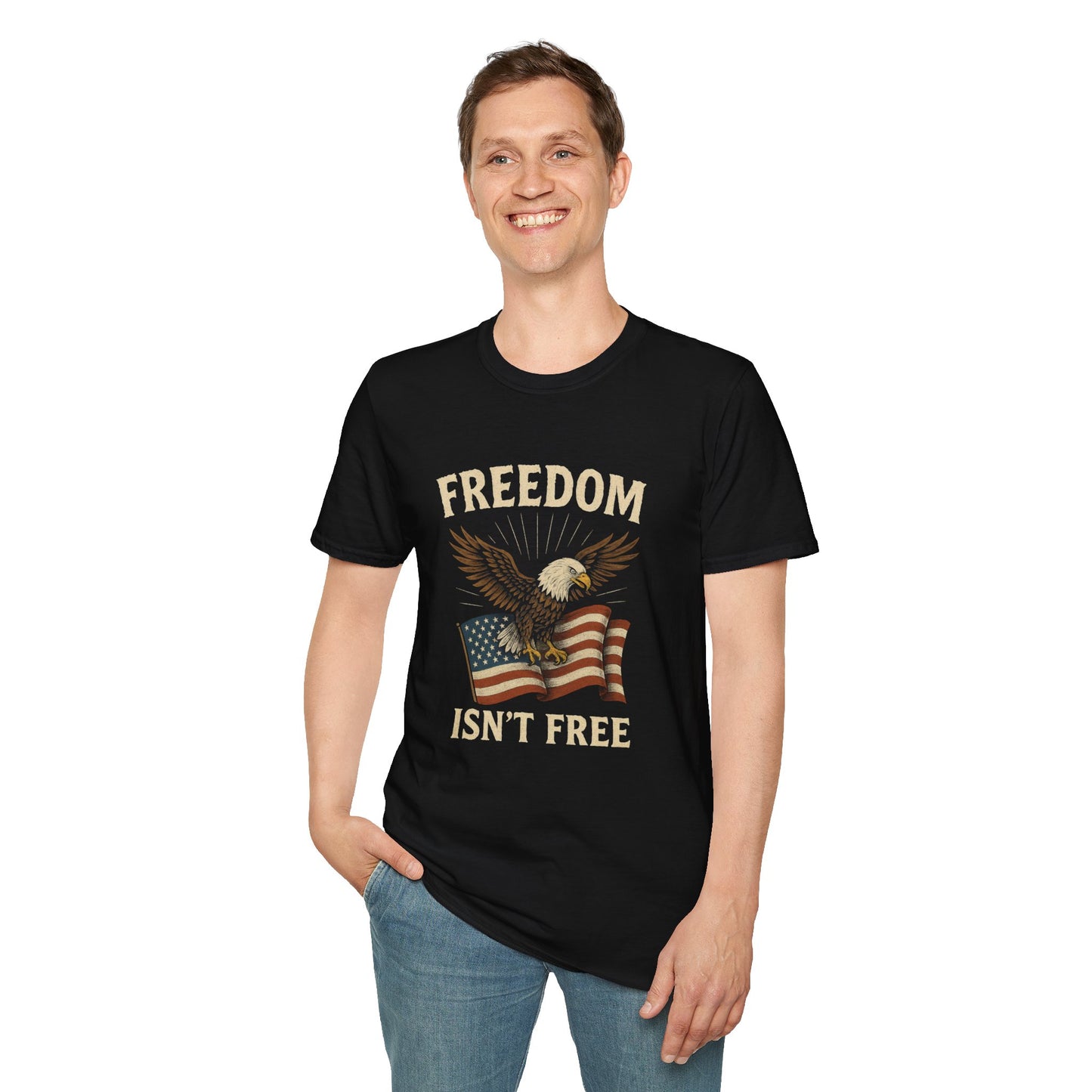 Freedom Isn’t Free Shirt, Patriotic Eagle T-Shirt | American Flag Tee | 4th of July Shirt | Veteran Tribute Shirt | USA Freedom Apparel