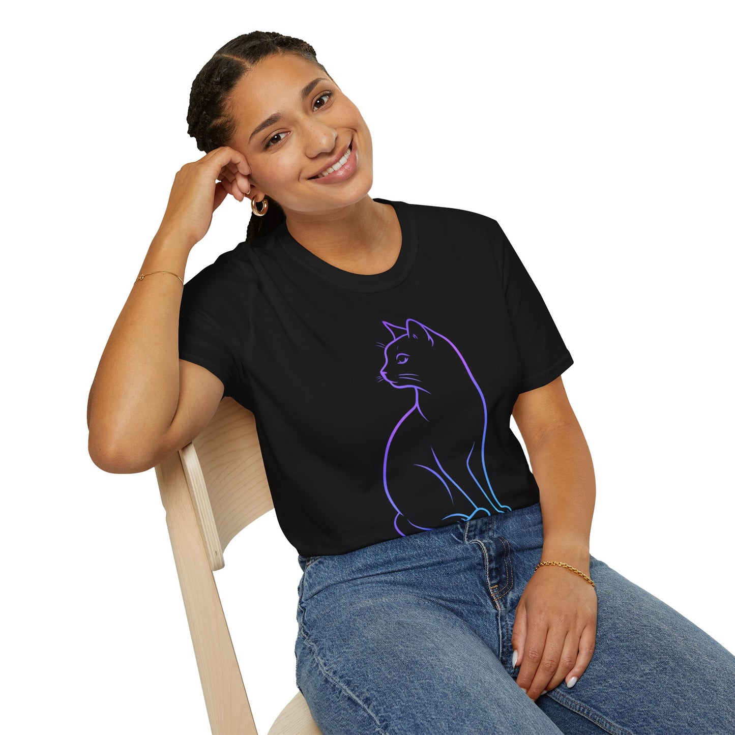 Classy Cat — Neon Outline Cat Graphic Tee