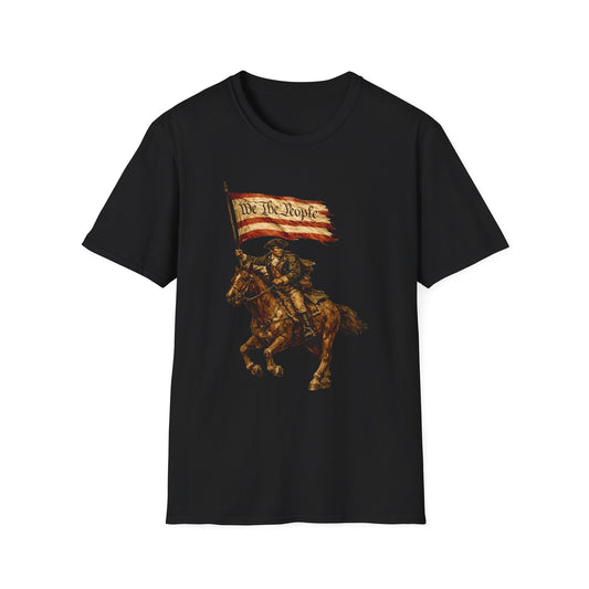 We the People Rider T-Shirt | Revolutionary Horseman | American Flag | 1776 Tribute Shirt