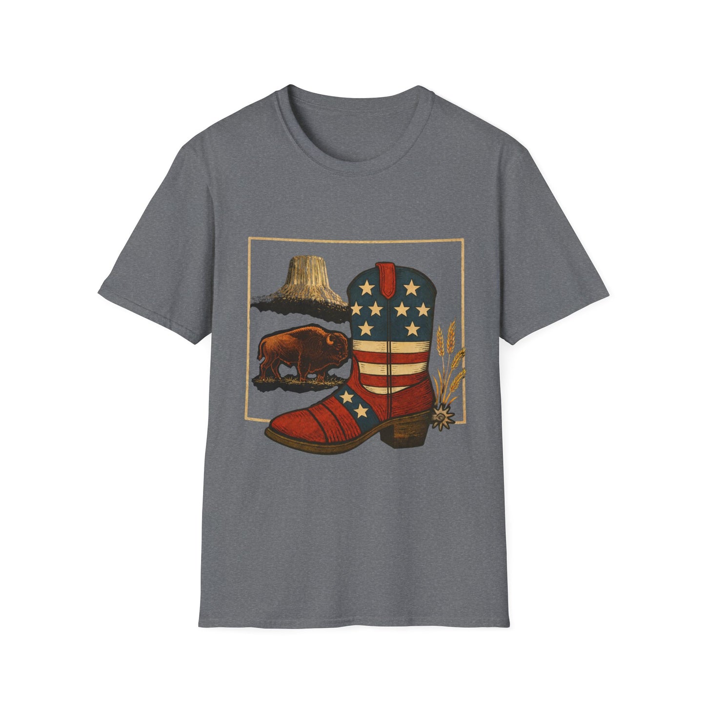 Wyoming Patriotic Cowboy Boot T-Shirt - Americana Western Graphic Tee