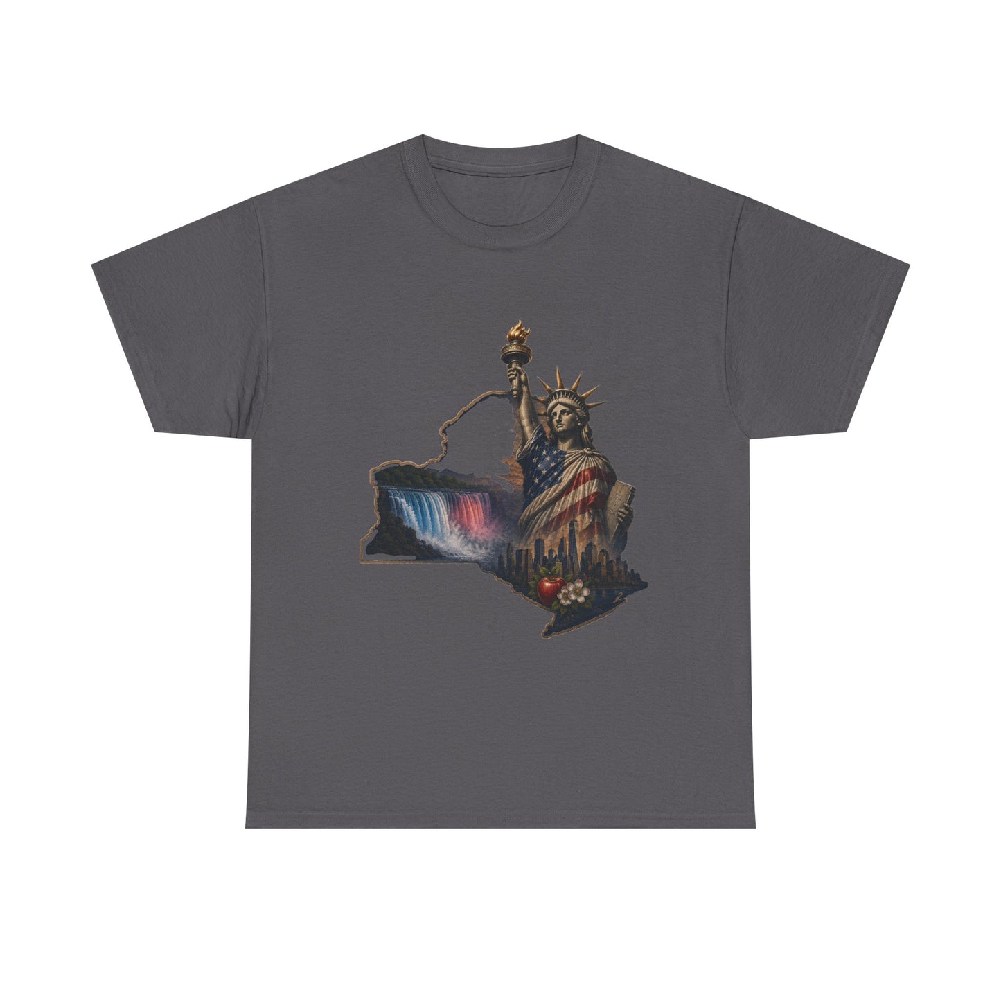Statue of Liberty New York State Outline T-Shirt — Patriotic NY Tee
