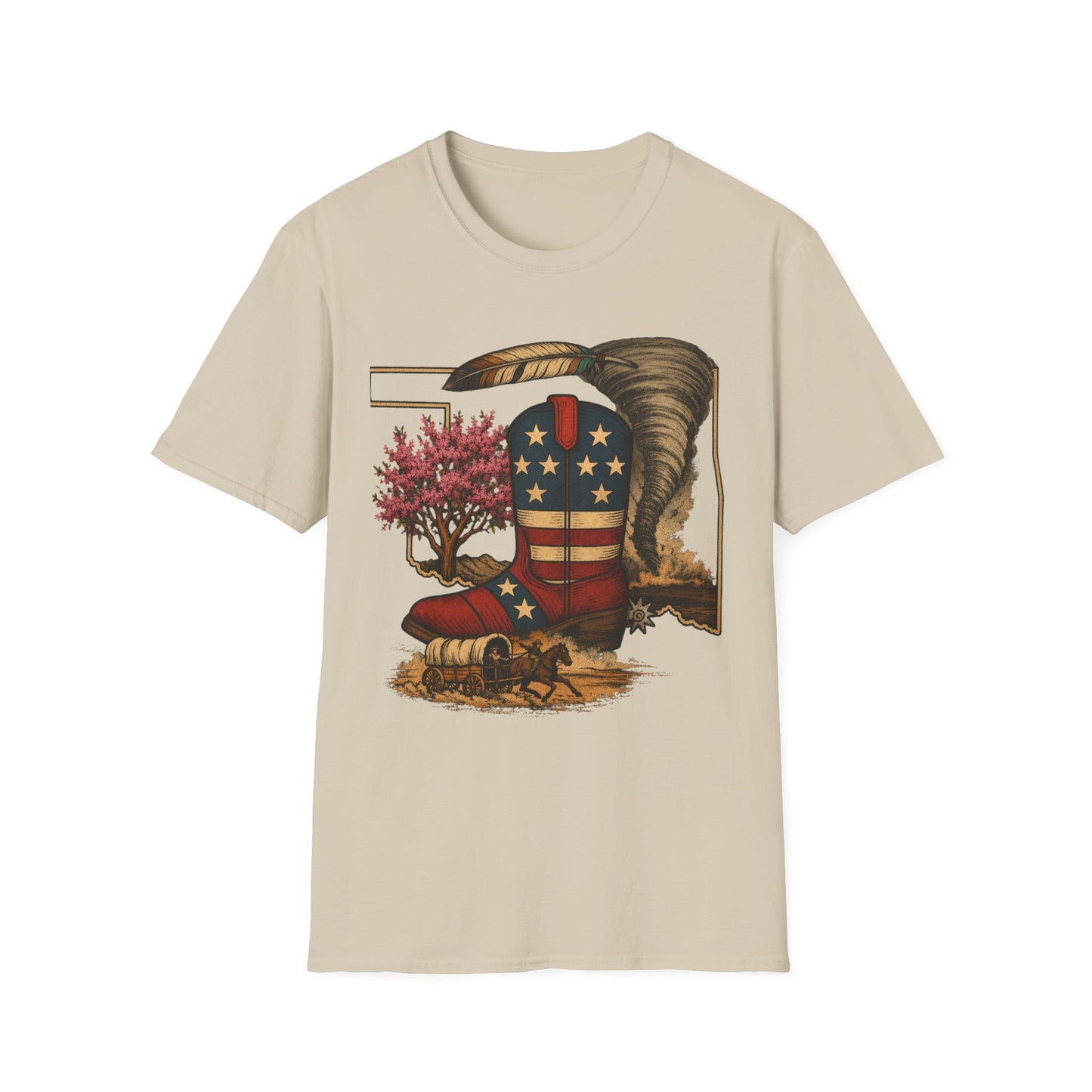 Oklahoma Patriotic Cowboy Boot T-Shirt — Americana Western Graphic Tee