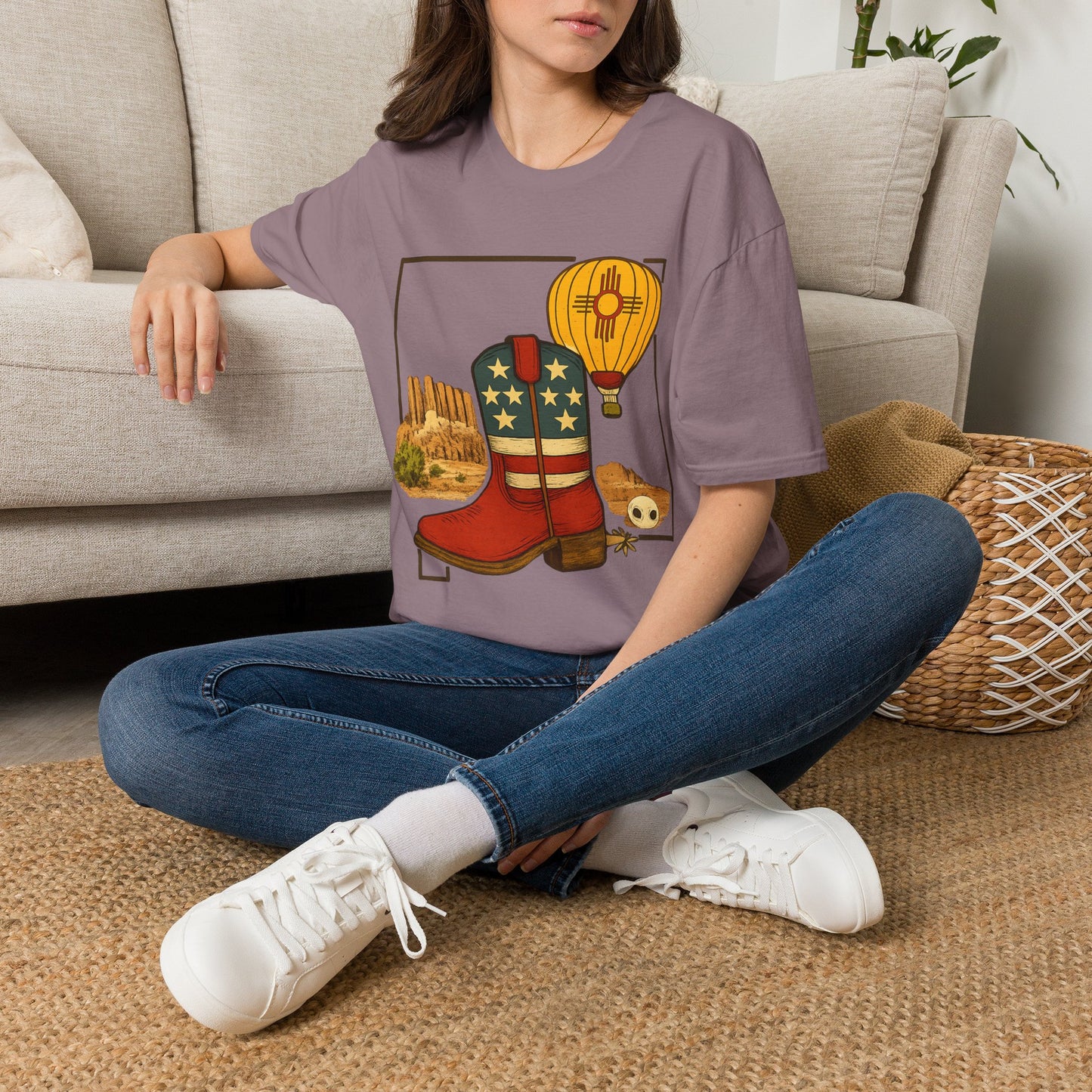 New Mexico Patriotic Cowboy Boot — Americana New Mexico Graphic Tee