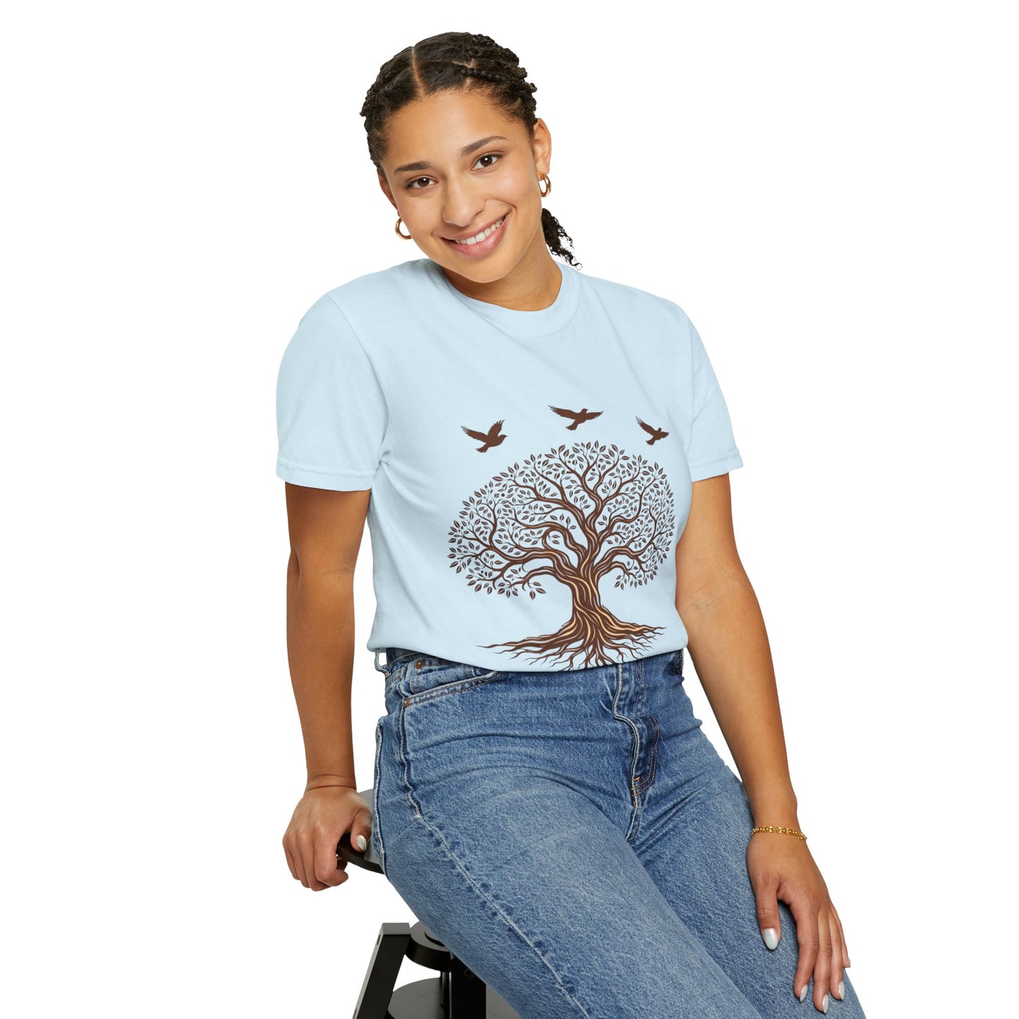 Tree of Life Shirt with Birds| Nature Graphic Tee| Boho Tree Tee | Garment Dyed T