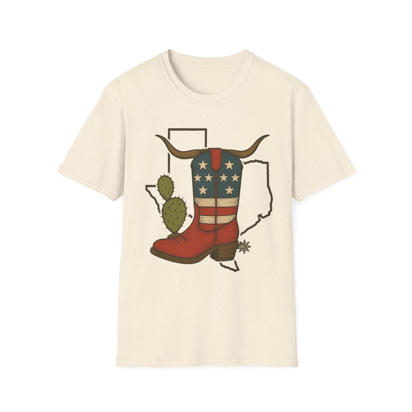 Texas Western Cowboy Boot T-Shirt — American Pride Longhorn Design
