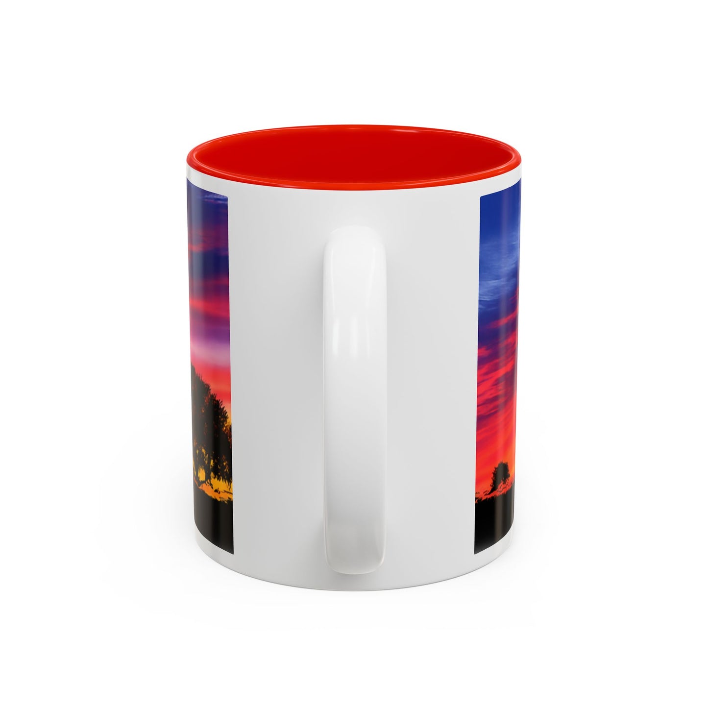 Desert Sunrise Silhouette Accent Mug — Colorful Sky Landscape Coffee Cup (11oz/15oz)