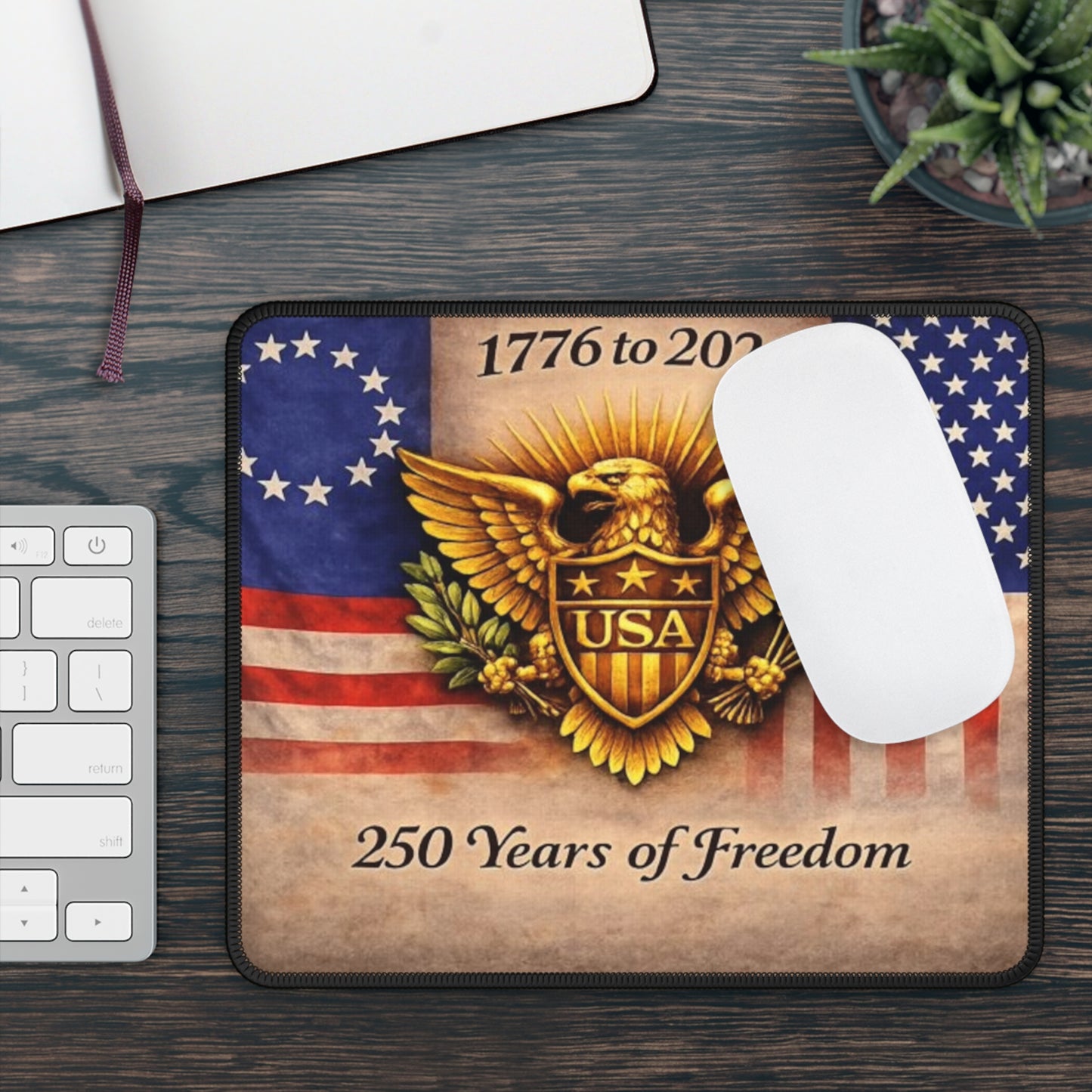 250 Years of Freedom Gaming Mouse Pad — USA Eagle Patriotic 1776 to 2026