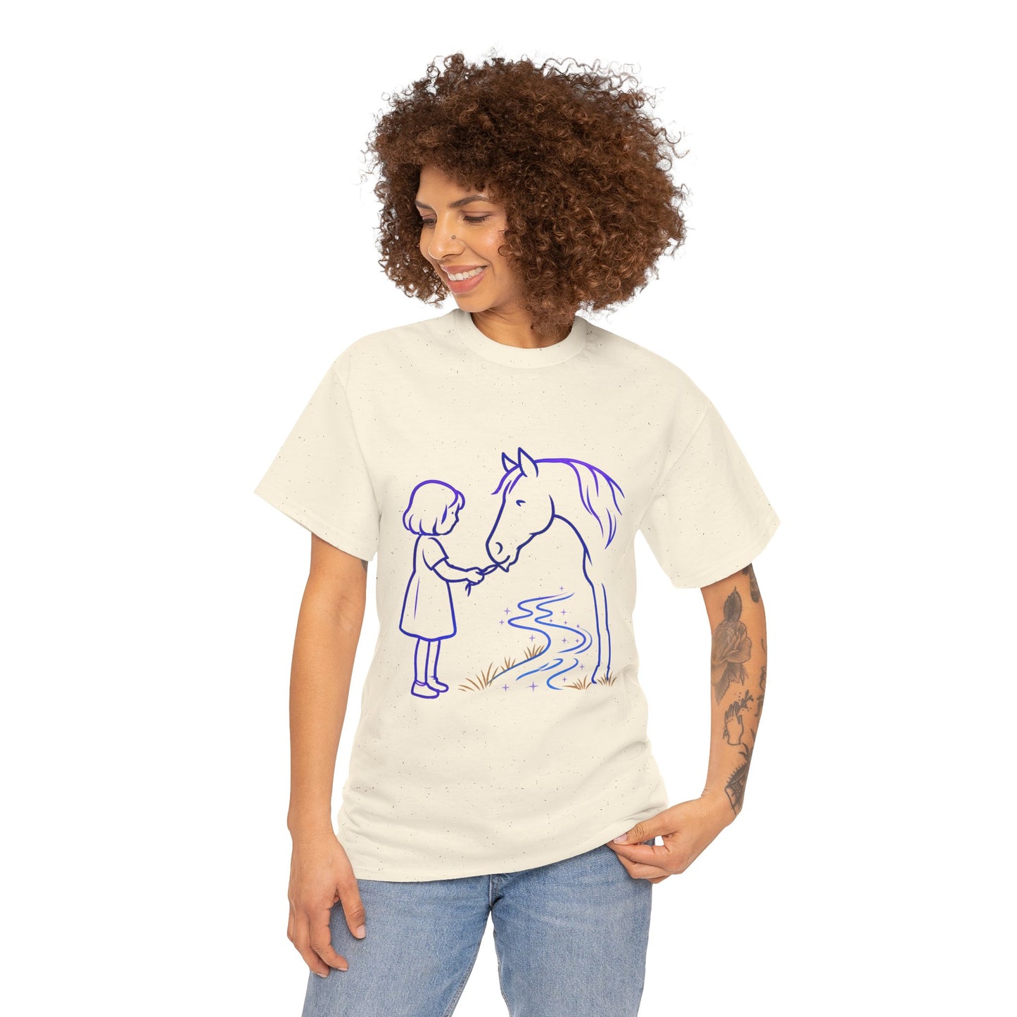 Girl Feeding Horse T-Shirt | Horse Lover T-Shirt | Equestrian Gift | Horse Mom Shirt