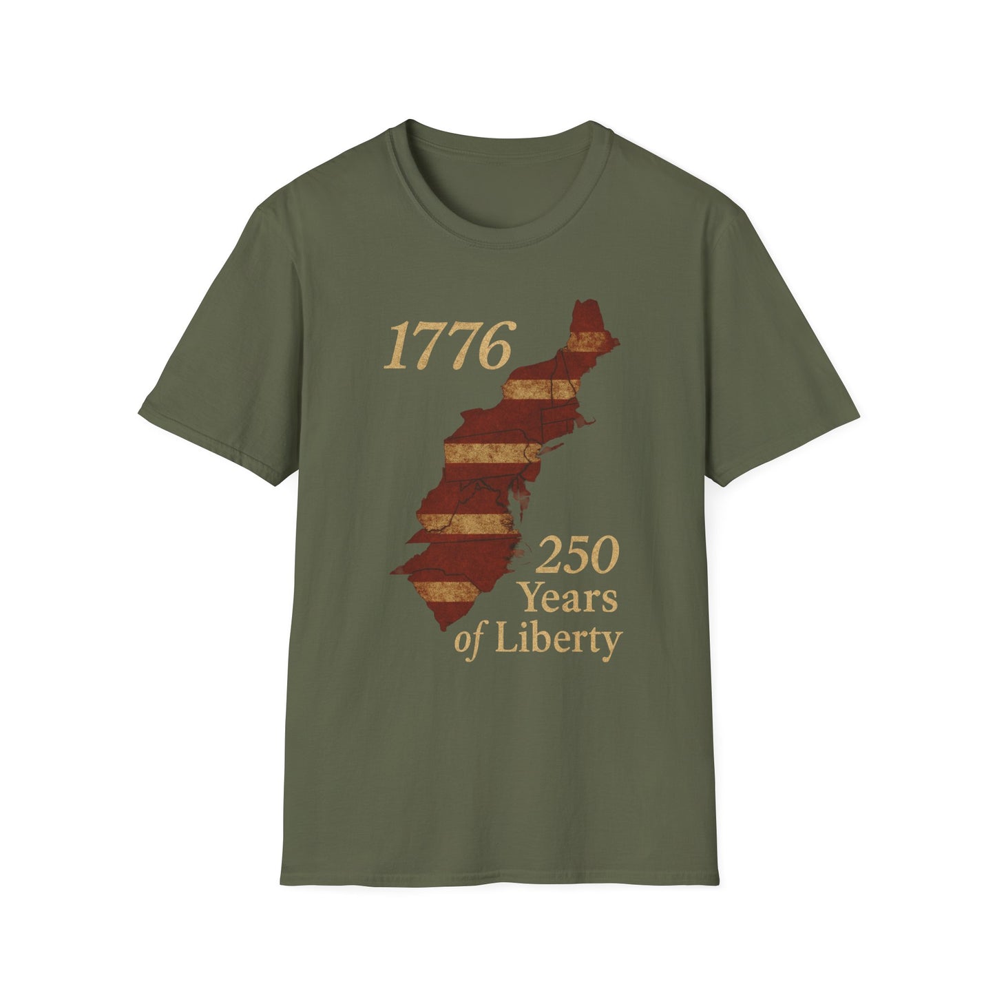 1776 250 Years of Liberty T-Shirt | American Flag Map, Patriotic Anniversary