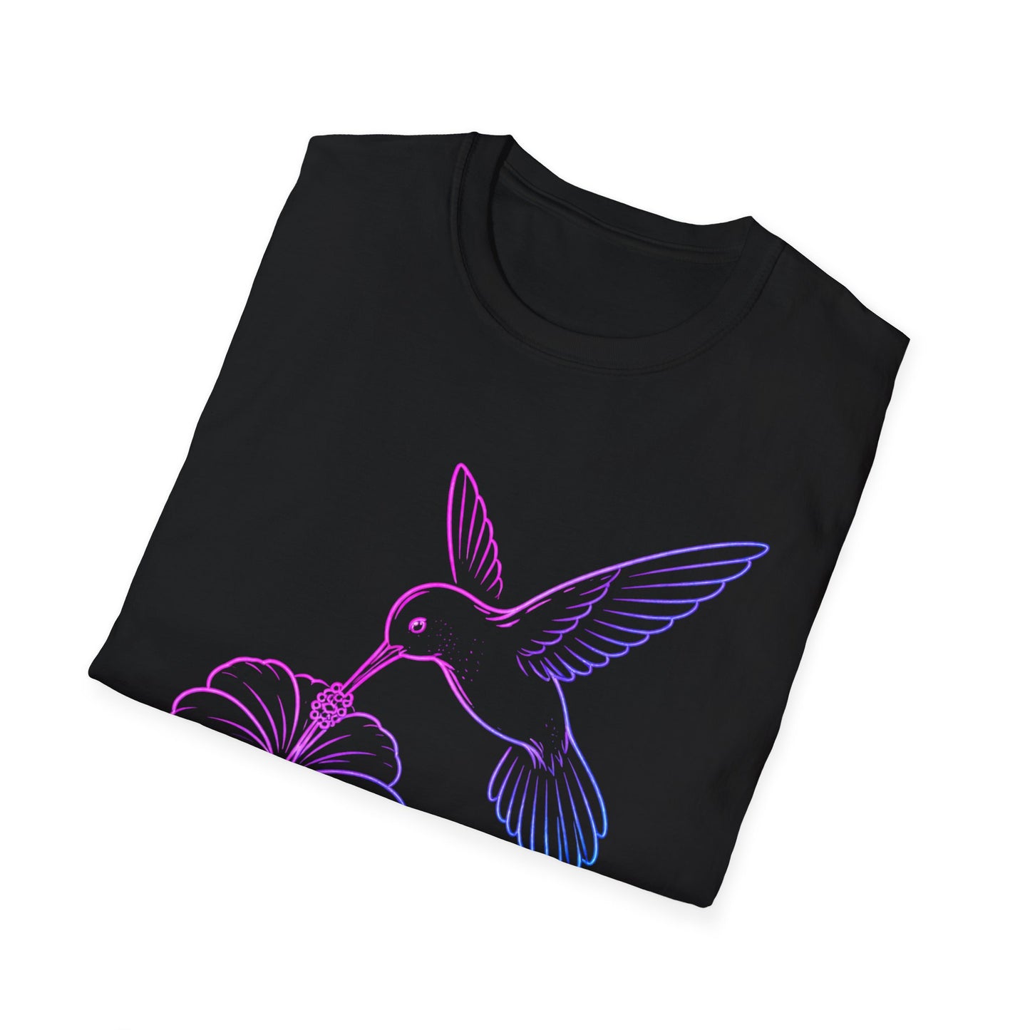 Hovering Hummingbird | Neon Line Art T-Shirt