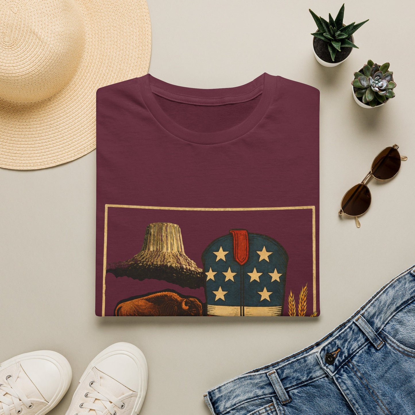 Wyoming Patriotic Cowboy Boot T-Shirt - Americana Western Graphic Tee