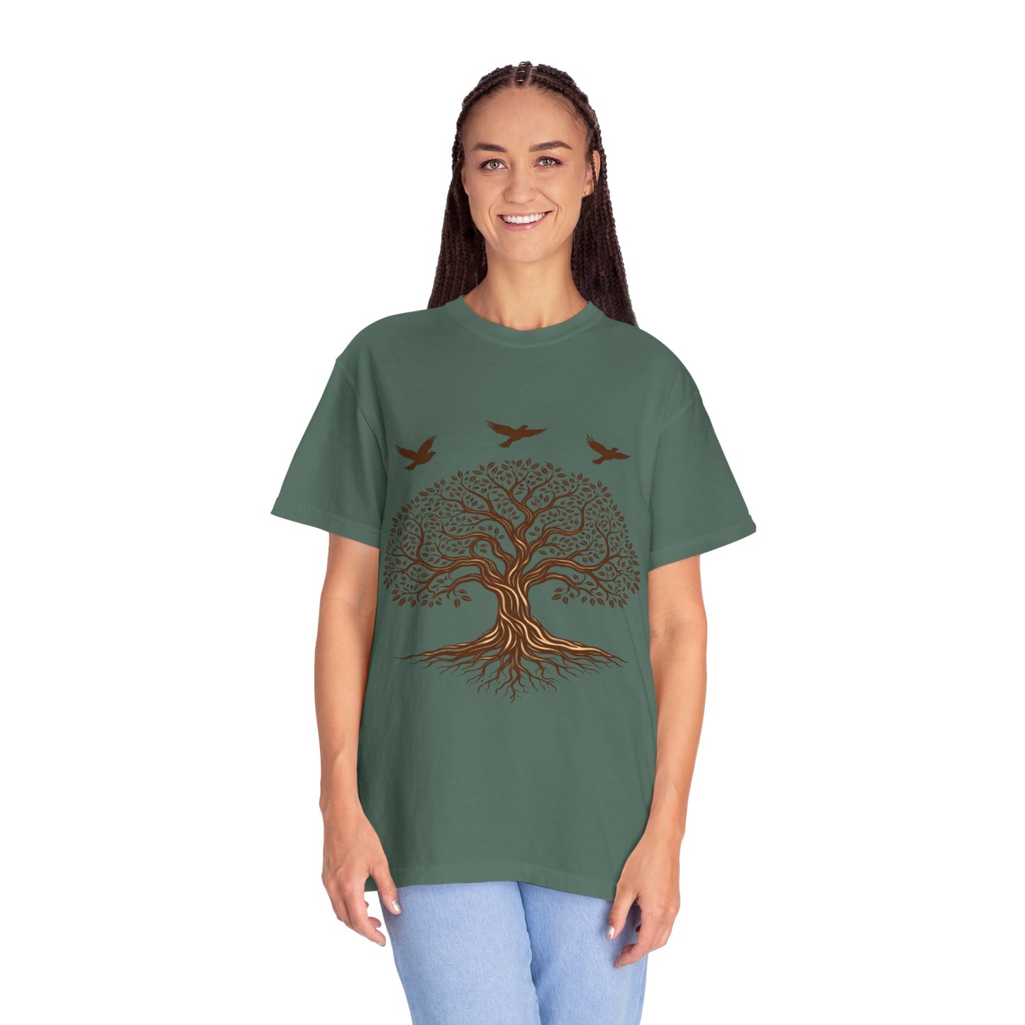 Tree of Life Shirt with Birds| Nature Graphic Tee| Boho Tree Tee | Garment Dyed T