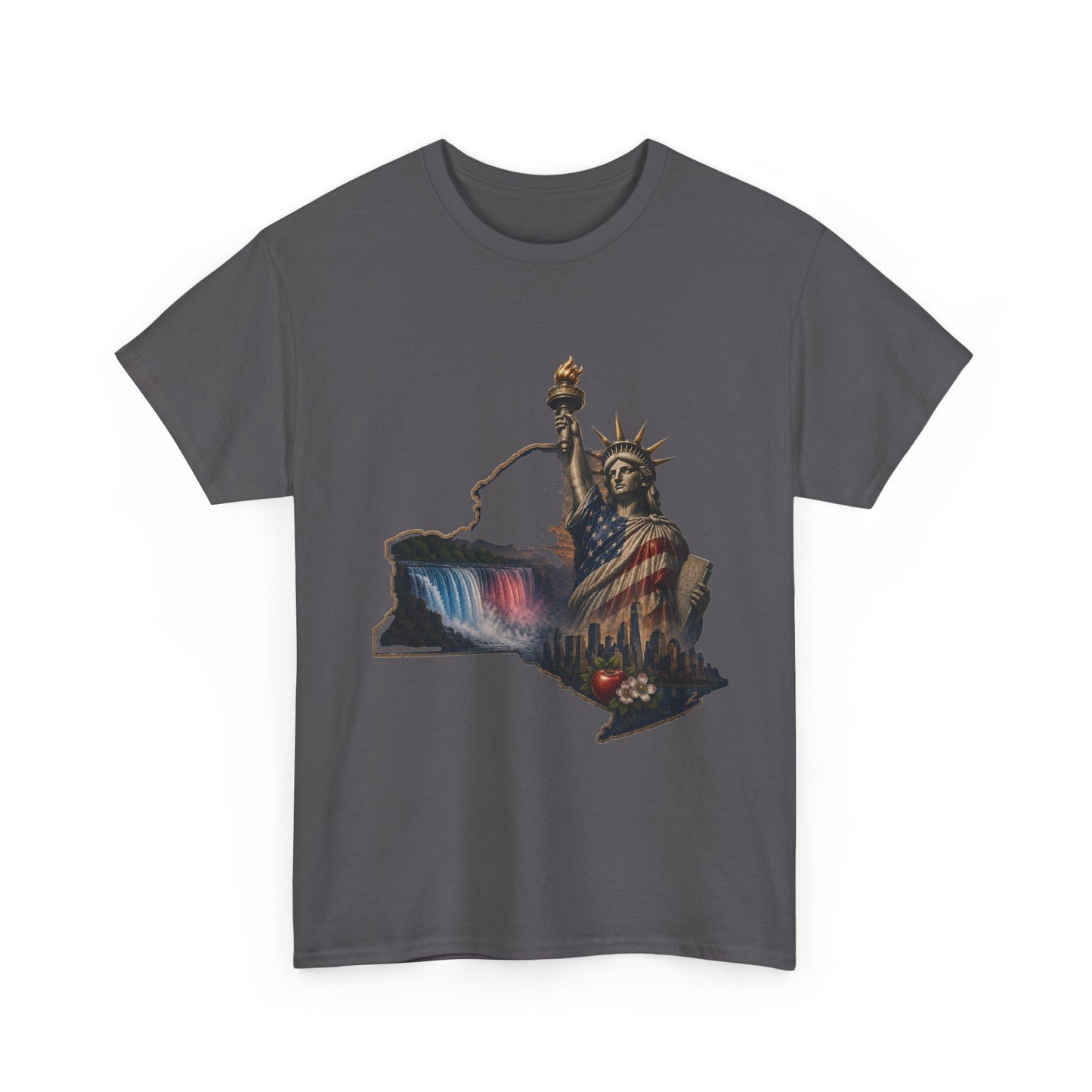 Statue of Liberty New York State Outline T-Shirt — Patriotic NY Tee