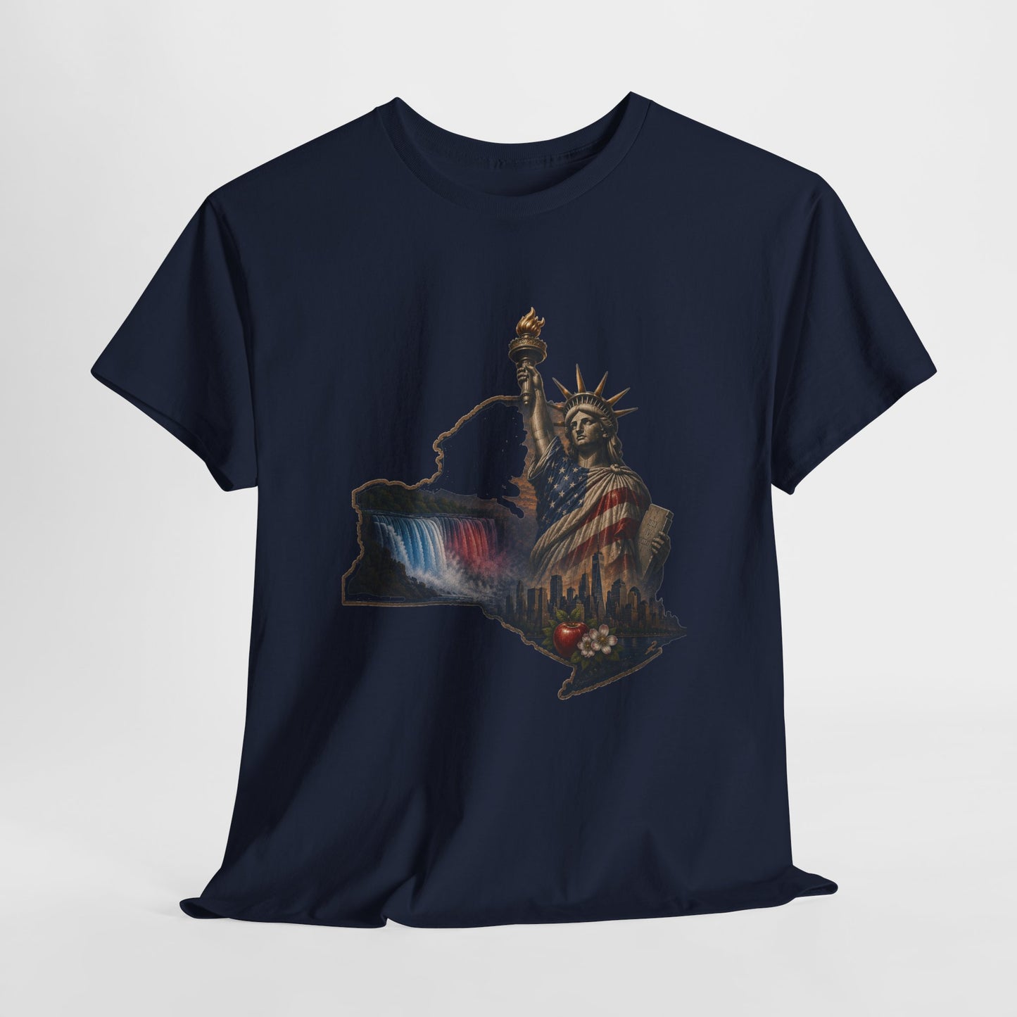 Statue of Liberty New York State Outline T-Shirt — Patriotic NY Tee