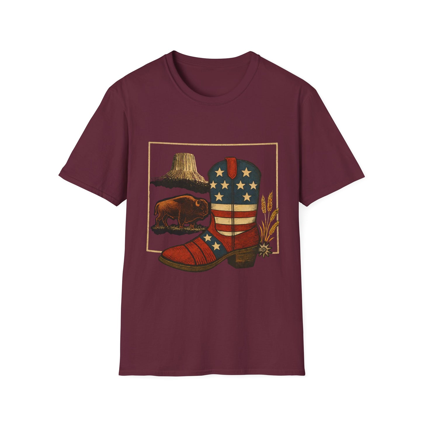 Wyoming Patriotic Cowboy Boot T-Shirt - Americana Western Graphic Tee
