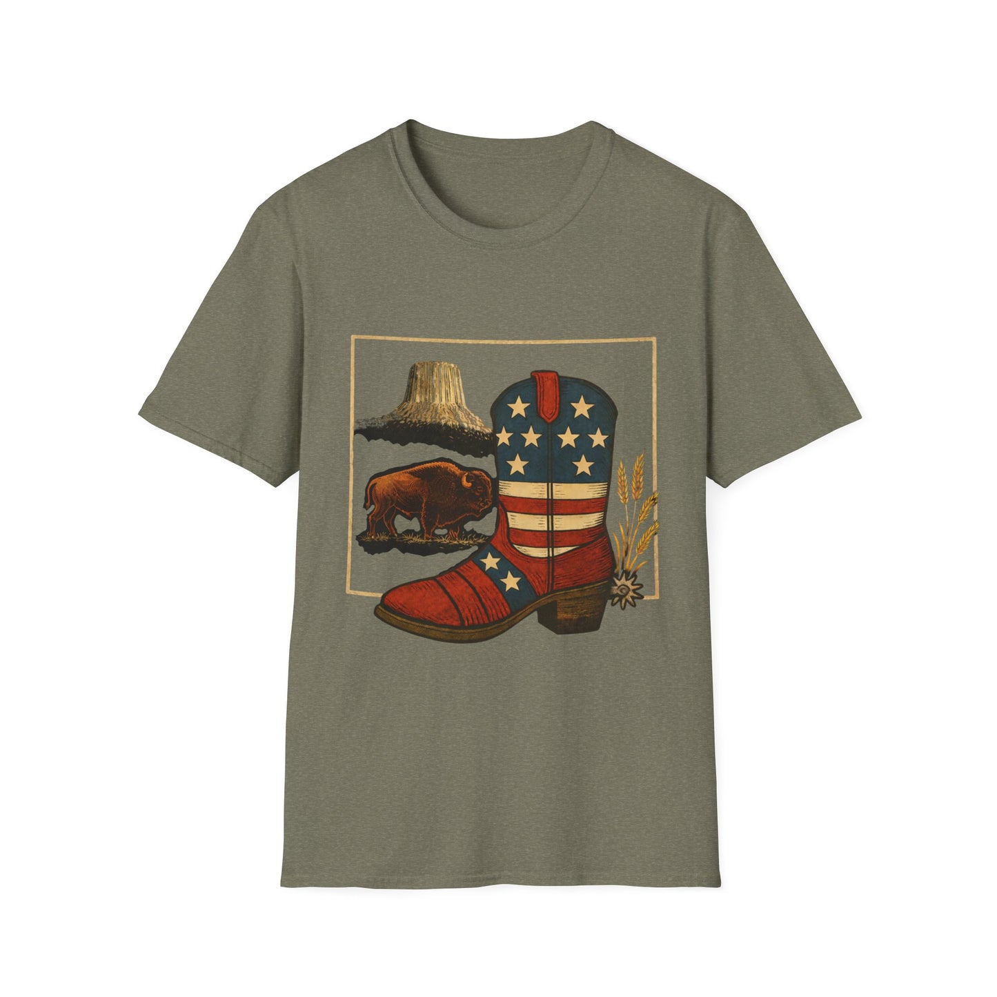 Wyoming Patriotic Cowboy Boot T-Shirt - Americana Western Graphic Tee