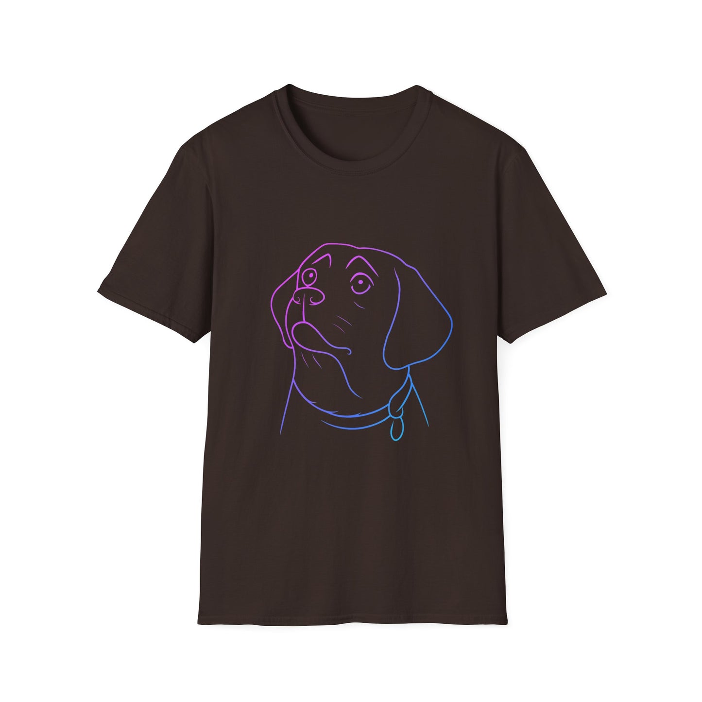 Neon Outline Loyal Dog T-Shirt | Minimal Line Art Pup Design