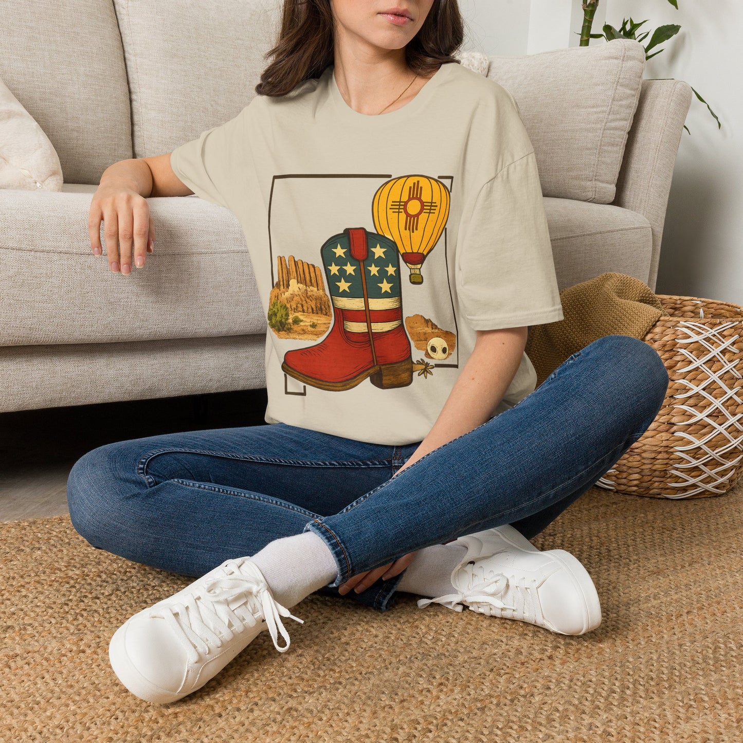 New Mexico Patriotic Cowboy Boot — Americana New Mexico Graphic Tee