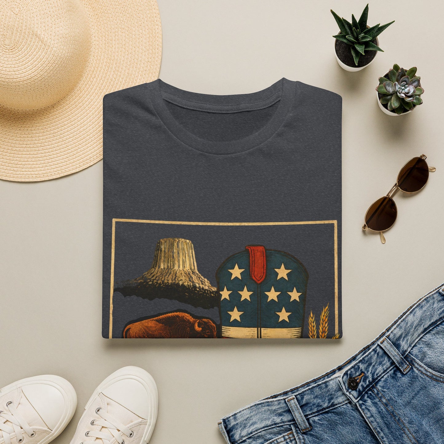 Wyoming Patriotic Cowboy Boot T-Shirt - Americana Western Graphic Tee