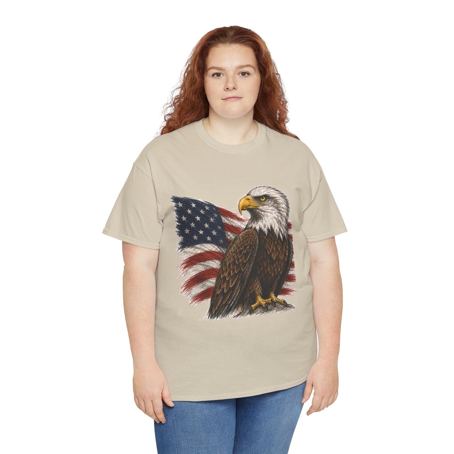 Eagle with American Flag T-Shirt — Patriotic Bald Eagle Tee for 4th of July
