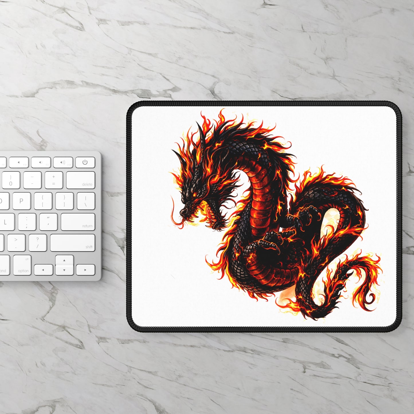 Flaming Dragon Gaming Mouse Pad | Fiery Dragon Desk Mat