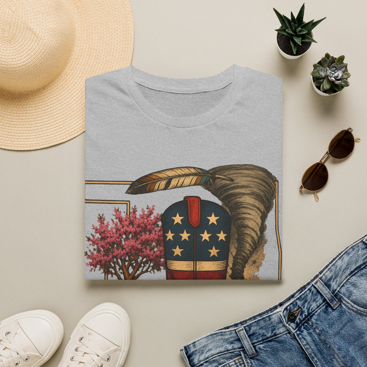 Oklahoma Patriotic Cowboy Boot T-Shirt — Americana Western Graphic Tee