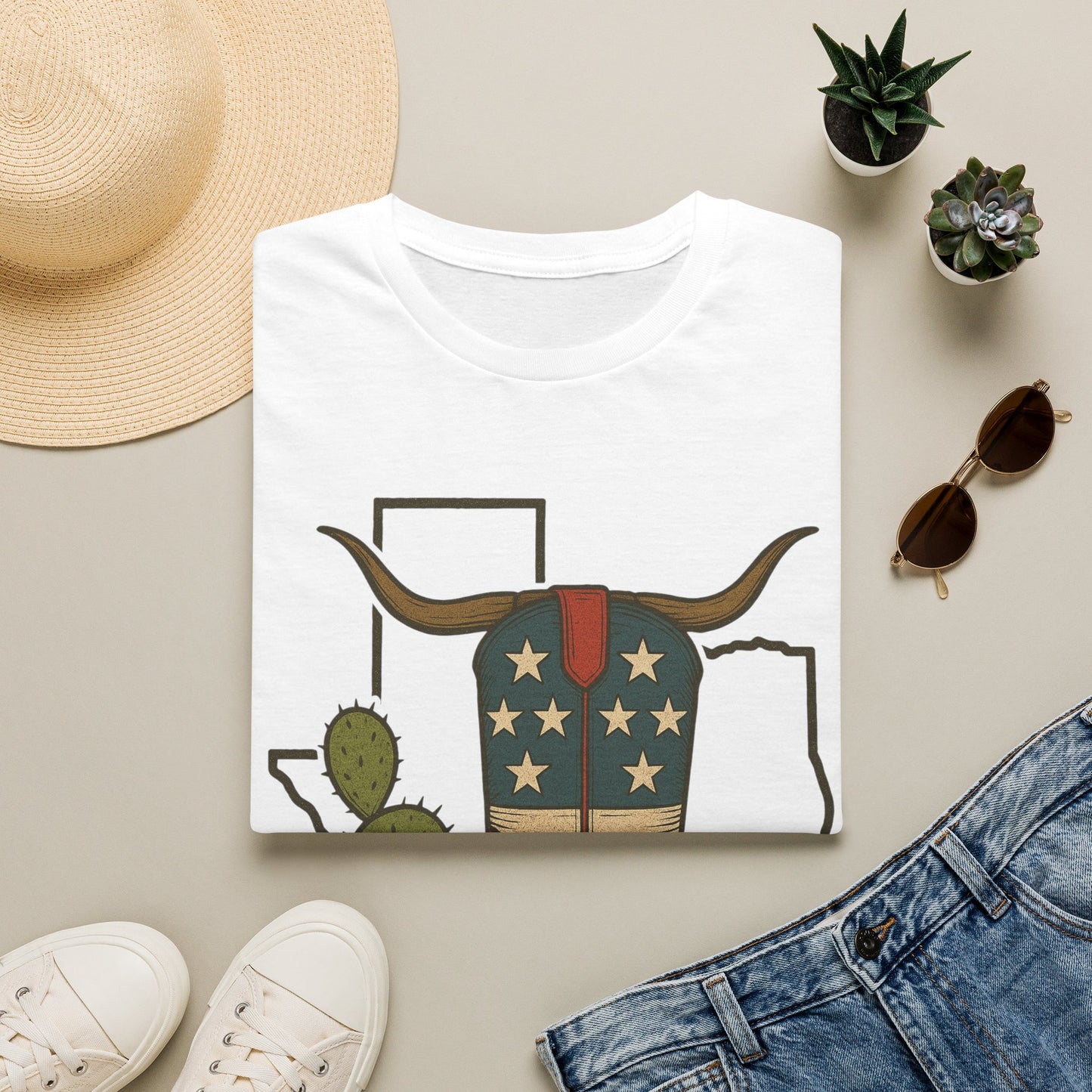 Texas Western Cowboy Boot T-Shirt — American Pride Longhorn Design