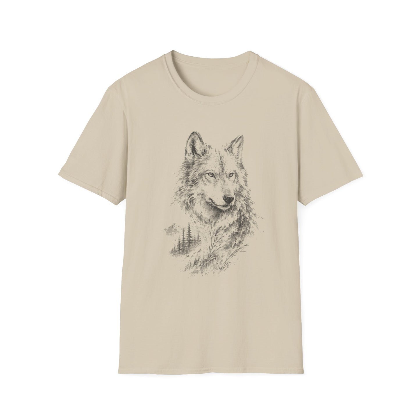 Wolf Sketch T-Shirt — Minimalist Nature Graphic Tee