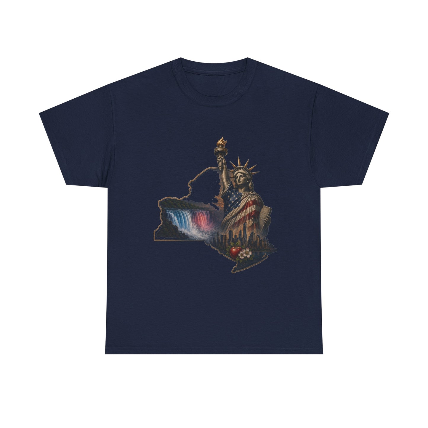 Statue of Liberty New York State Outline T-Shirt — Patriotic NY Tee
