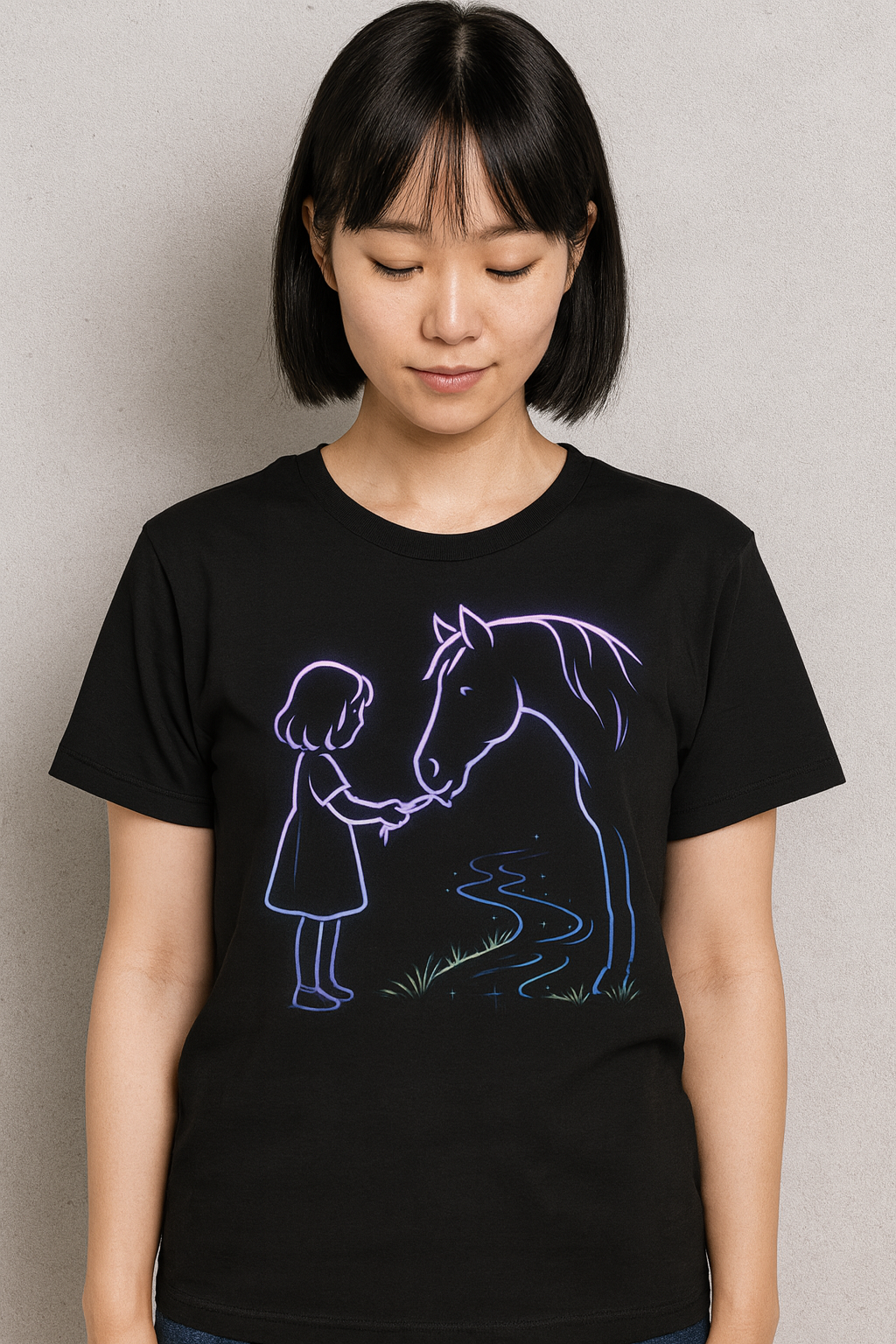 Girl's Best Friend Horse Shirt| Neon Outline Fantasy Design | Horse Shirt