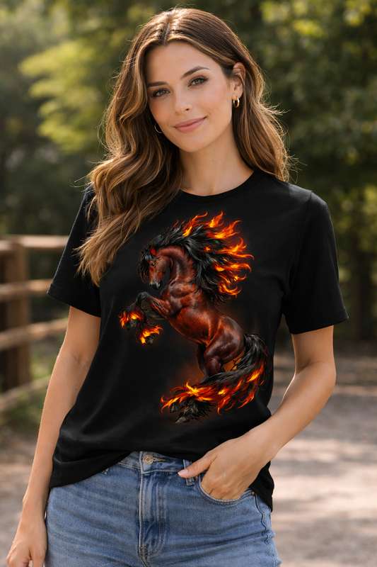 Year of the Fire Horse T-Shirt (Dark Color Shirt)| Fiery Horse Graphic | Symbolic Animal shirt