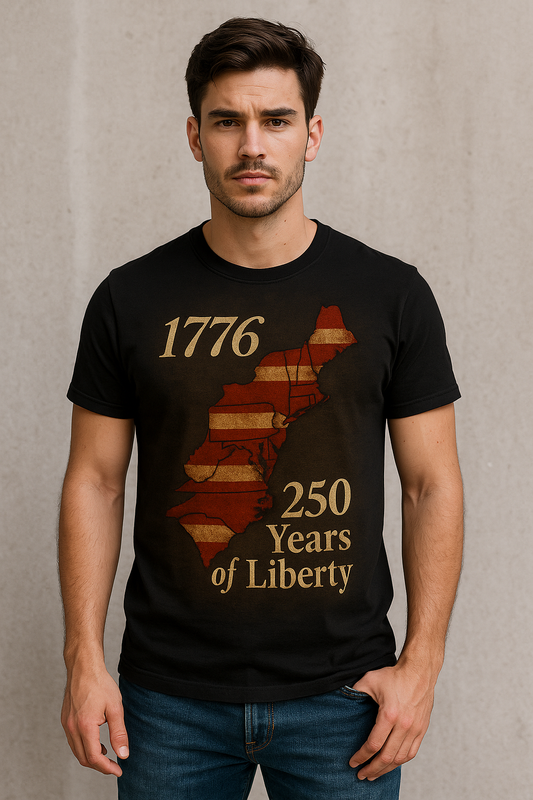 1776 250 Years of Liberty T-Shirt | American Flag Map, Patriotic Anniversary