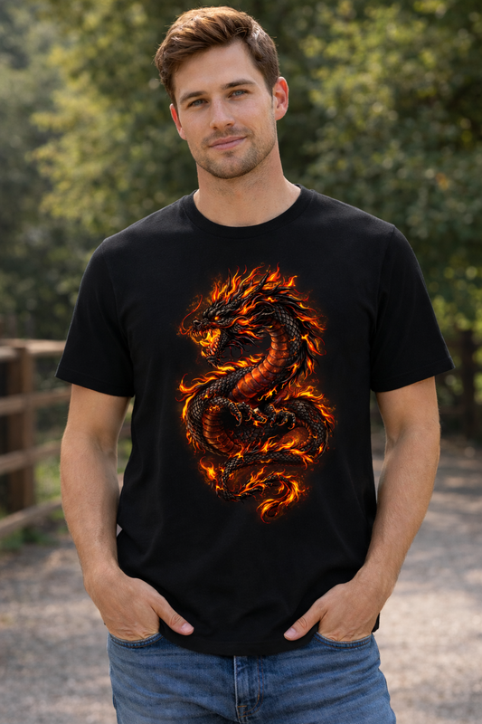 Fire Dragon Graphic T Shirt