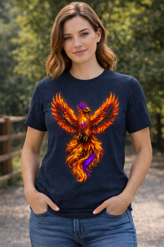 Fire Phoenix T-Shirt | Vibrant Mythical Bird Graphic Tee | Spirit Animal T