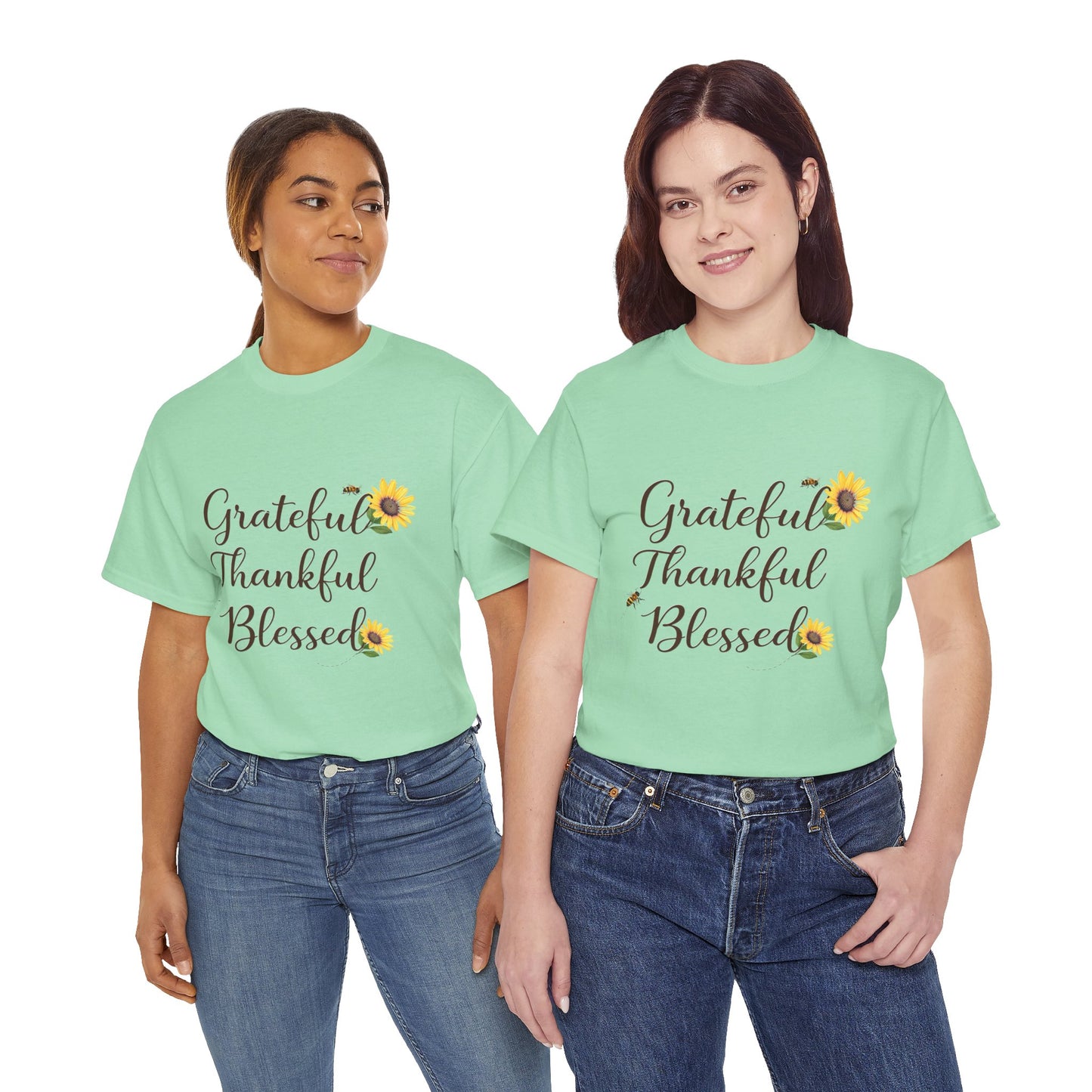 Grateful Thankful Blessed T-Shirt | Uplifting message T | US Colors