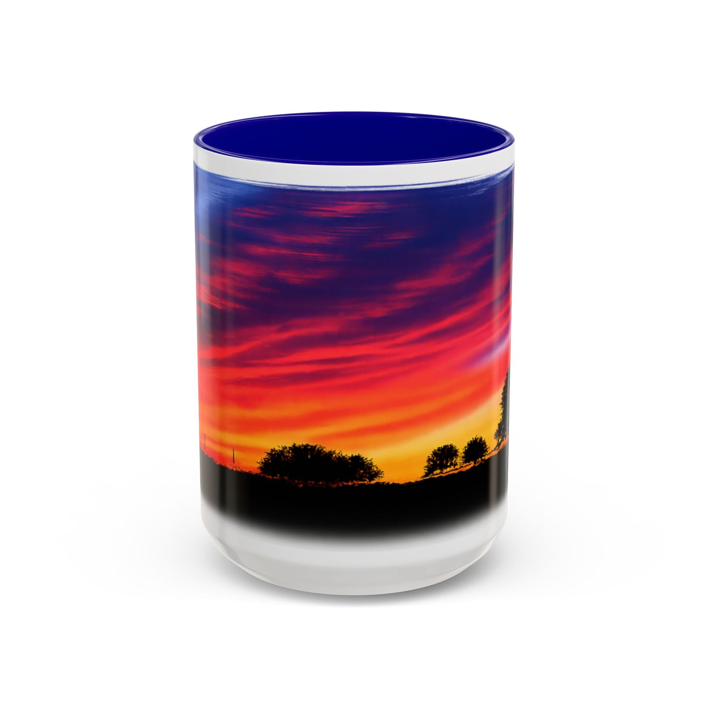 Desert Sunrise Silhouette Accent Mug — Colorful Sky Landscape Coffee Cup (11oz/15oz)