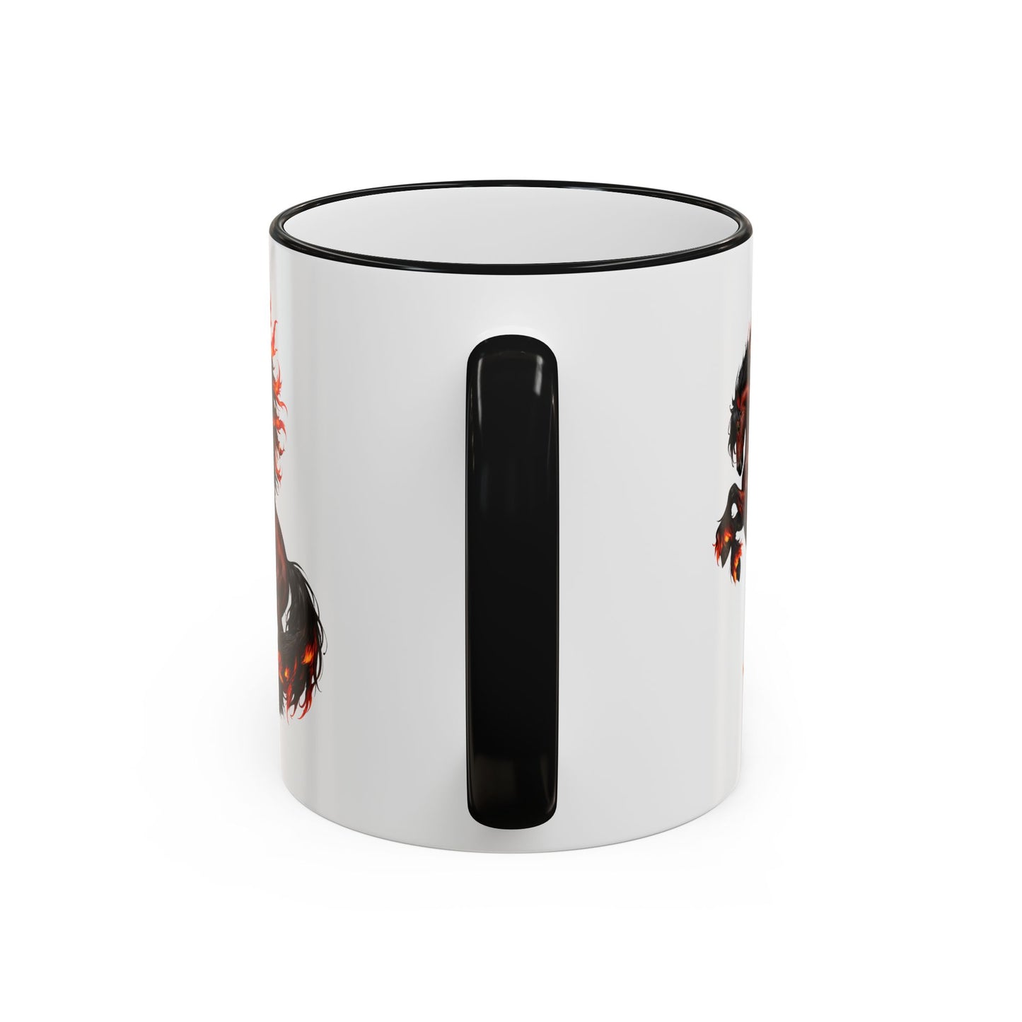 Flaming Horse Accent Rim Mug — Fiery Stallion Coffee Cup (11oz/15oz)