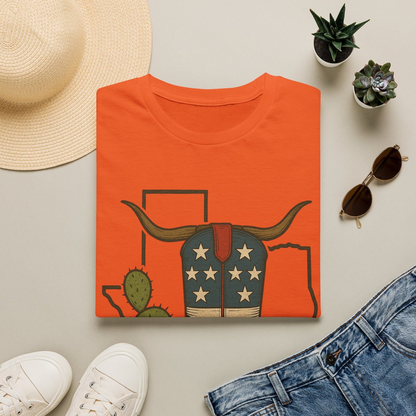 Texas Western Cowboy Boot T-Shirt — American Pride Longhorn Design