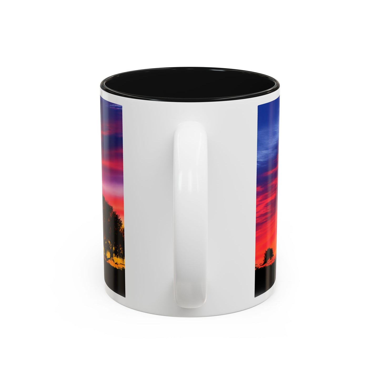 Desert Sunrise Silhouette Accent Mug — Colorful Sky Landscape Coffee Cup (11oz/15oz)
