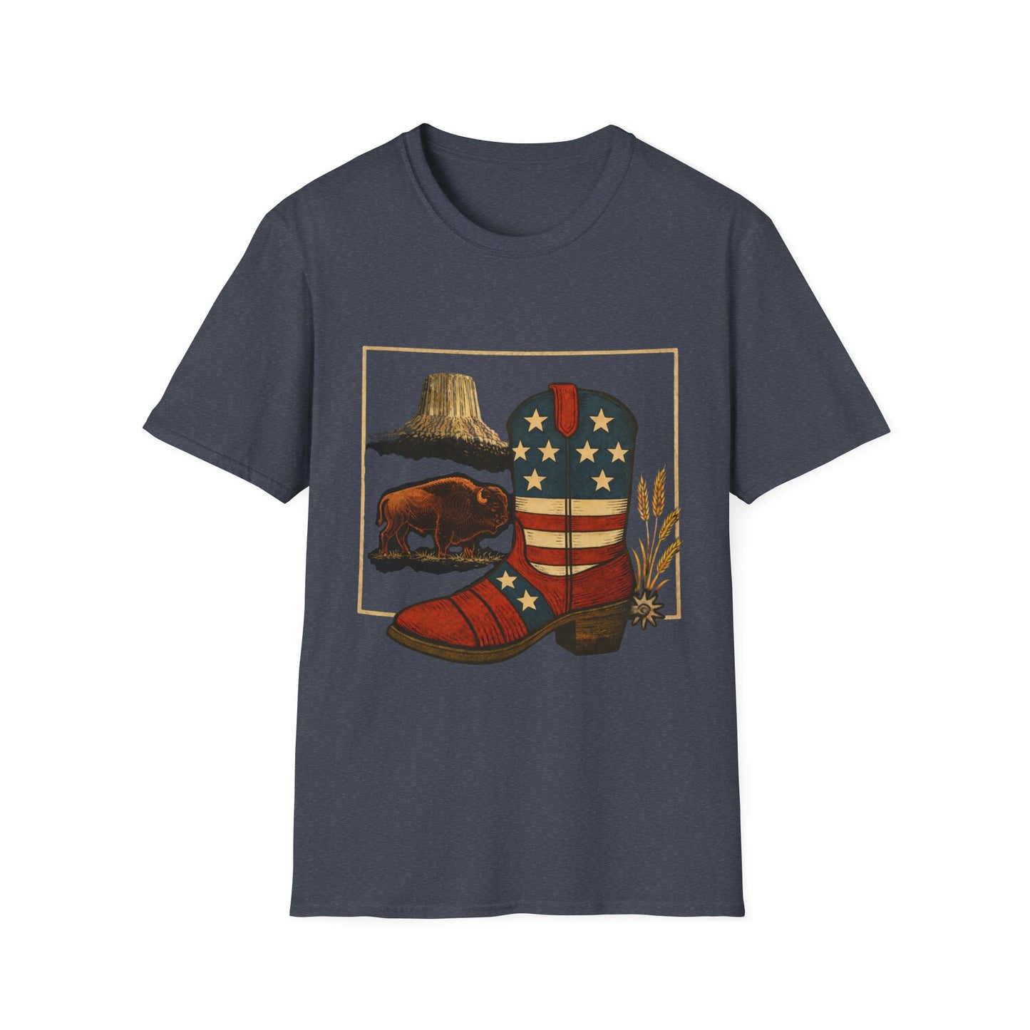 Wyoming Patriotic Cowboy Boot T-Shirt - Americana Western Graphic Tee