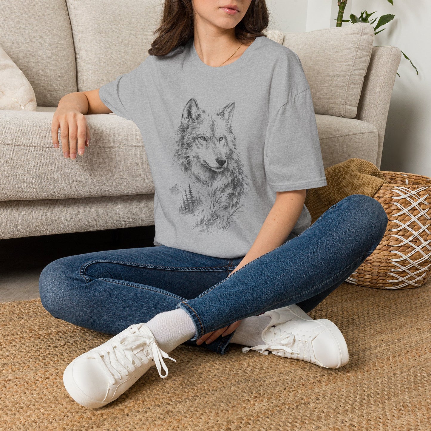 Wolf Sketch T-Shirt — Minimalist Nature Graphic Tee