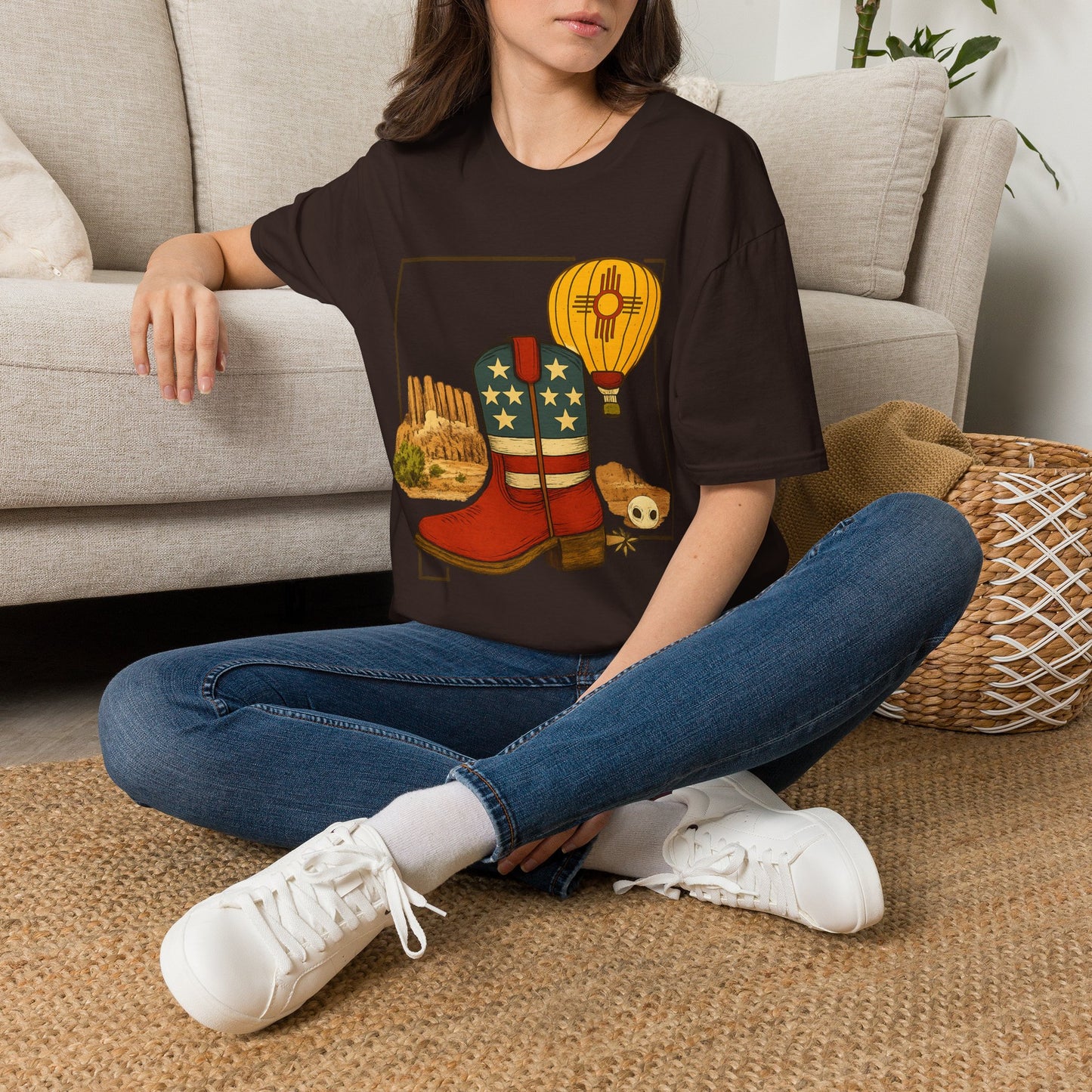 New Mexico Patriotic Cowboy Boot — Americana New Mexico Graphic Tee