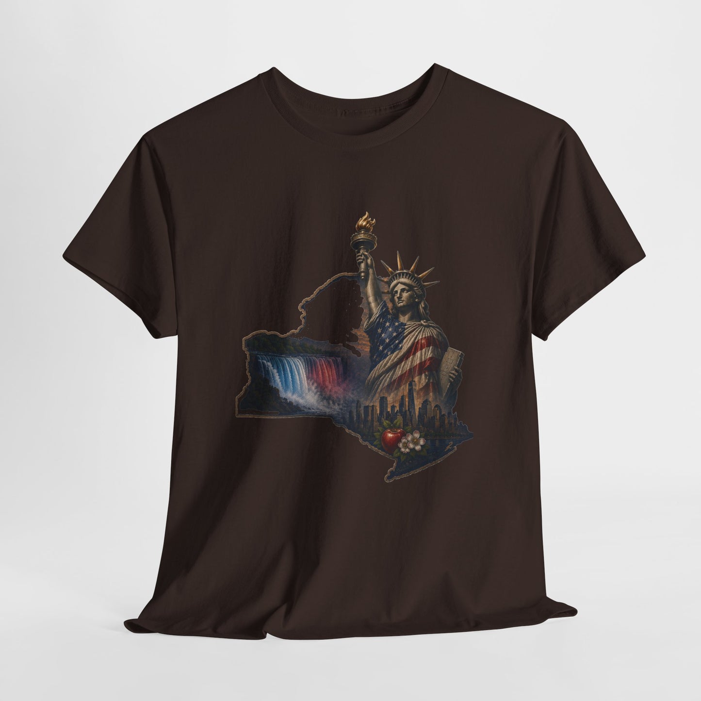 Statue of Liberty New York State Outline T-Shirt — Patriotic NY Tee