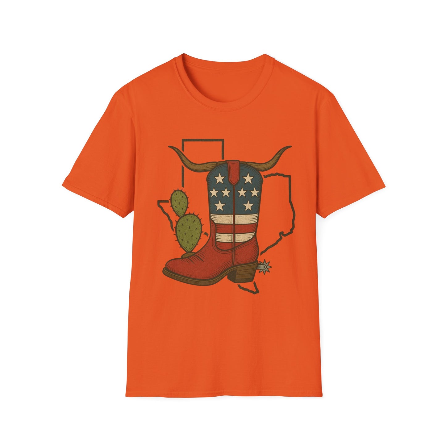 Texas Western Cowboy Boot T-Shirt — American Pride Longhorn Design